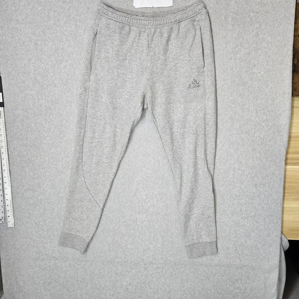Adidas Men Activewear Pants L Gray Sweatpants Fleece HP1949 Logo 28